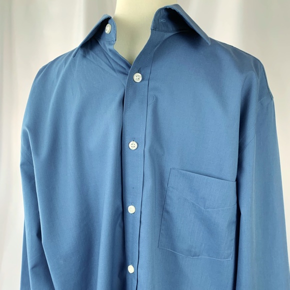 Stafford Travel Easy-Care Blue Long Sleeve Button Down Regular Fit 15 1/2 32-33 - Picture 5 of 5